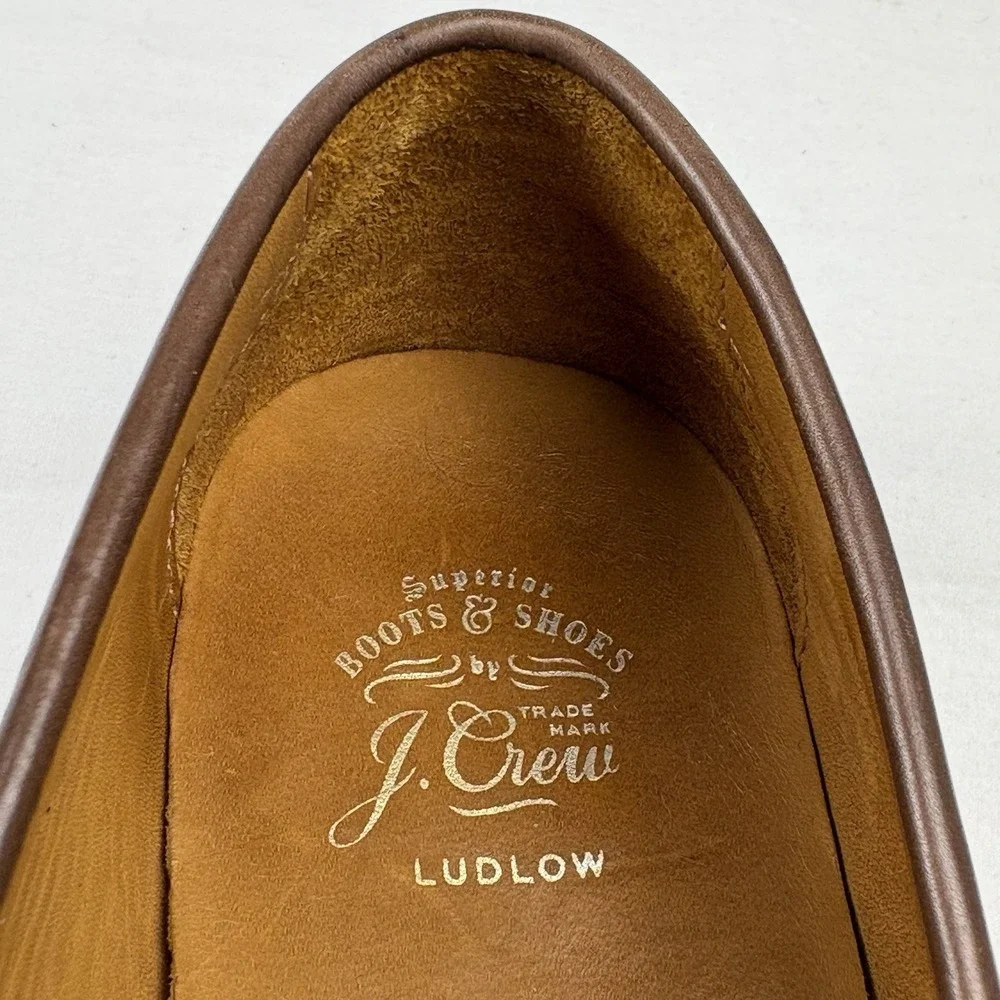 J. Crew Ludlow Penny Loafers 9.5M Brown Italian Leather Vegetable Tanned EUC